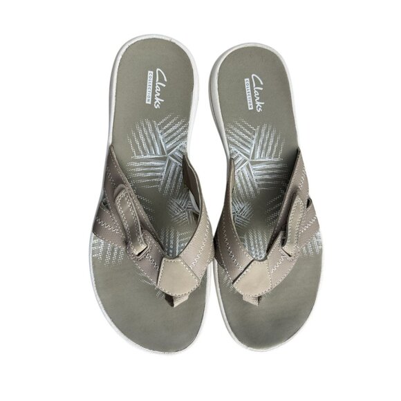 Clarks Collection Breeze Sea Flip Flop Sandals Beige Comfort Women's SZ 8 - Picture 3 of 11